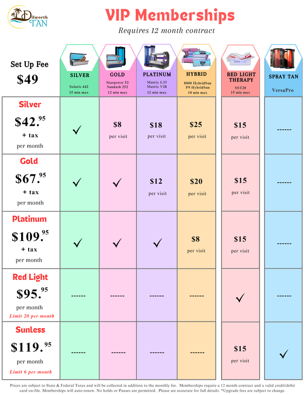 Tanning Membership Pricing